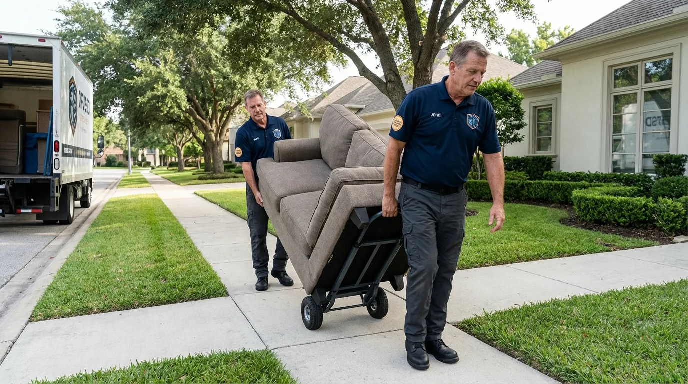 Local residential moving crew loading furniture in New Brunswick, NJ