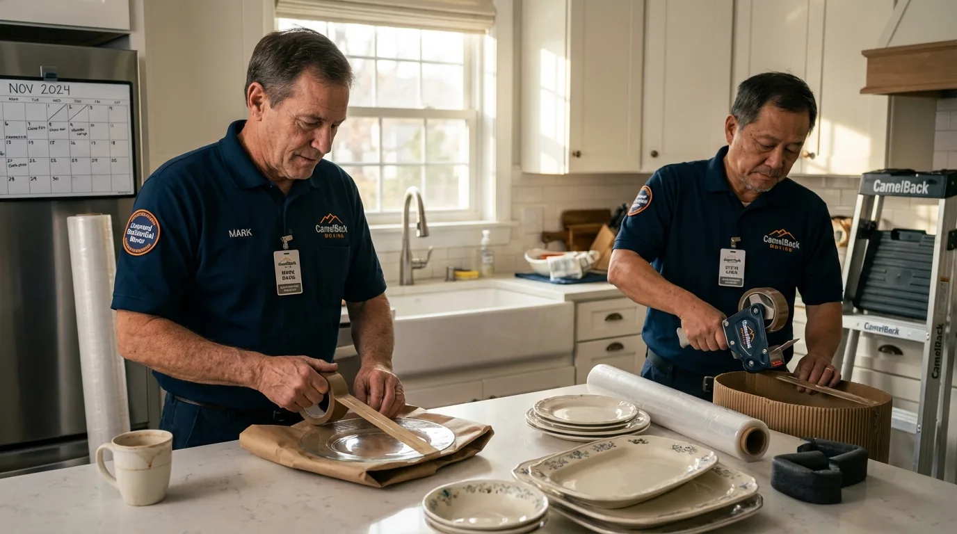 Professional crew packing kitchen dishware in New Brunswick, NJ